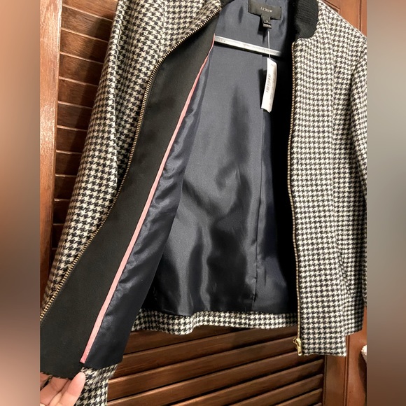 J. Crew Classic timeless style 100% wool, houndstooth fully lined w pockets. NWT - Picture 2 of 15